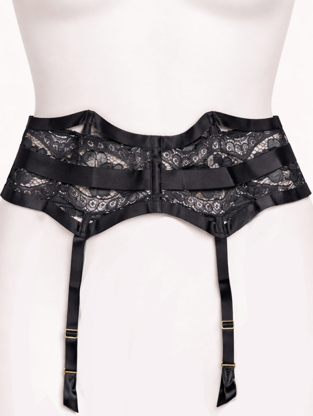 NWT Victoria's Secret Very Sexy Black Lace Strappy Garter Belt M/L Rare